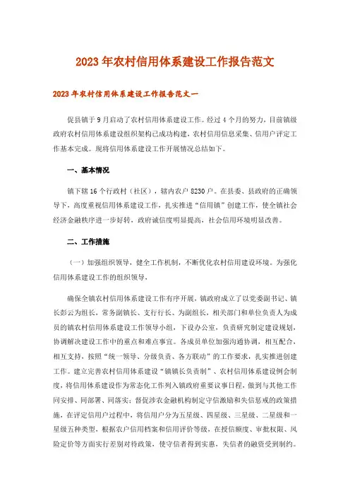 2023年实用文_农村信用体系建设工作报告范文
