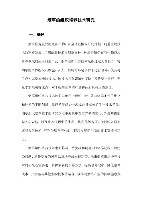 烟草的组织培养技术研究