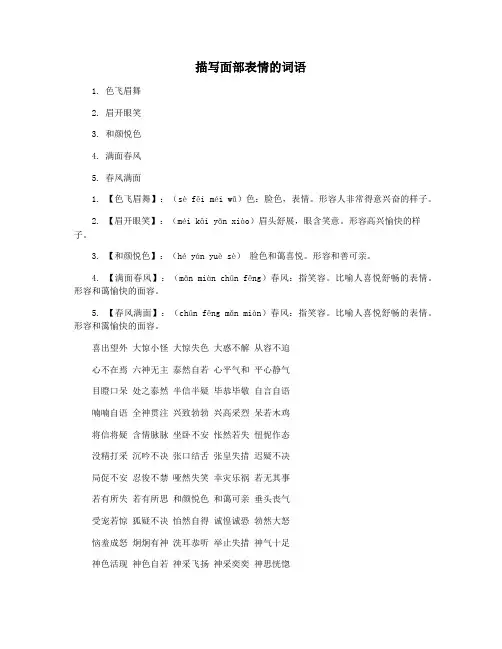 描写面部表情的词语