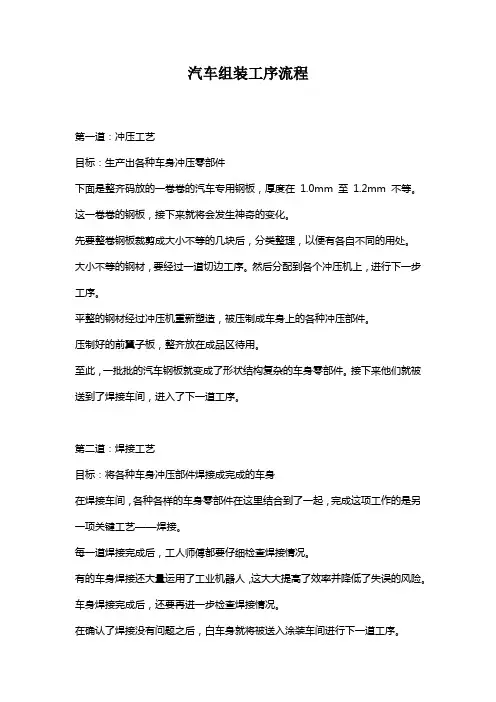 汽车组装工序流程