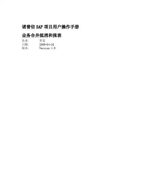 某大型企业SAP项目用户操作手册FI-510合并抵消和合并报表流程Ver教学内容