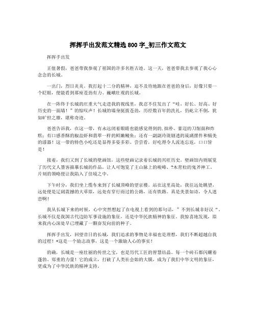 挥挥手出发范文精选800字_初三作文范文