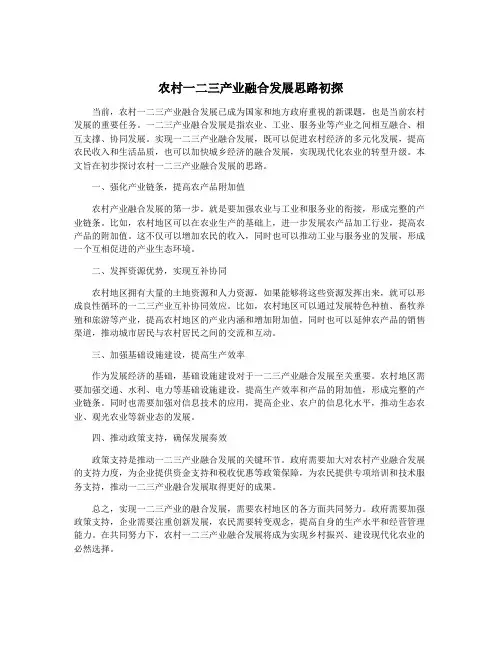 农村一二三产业融合发展思路初探