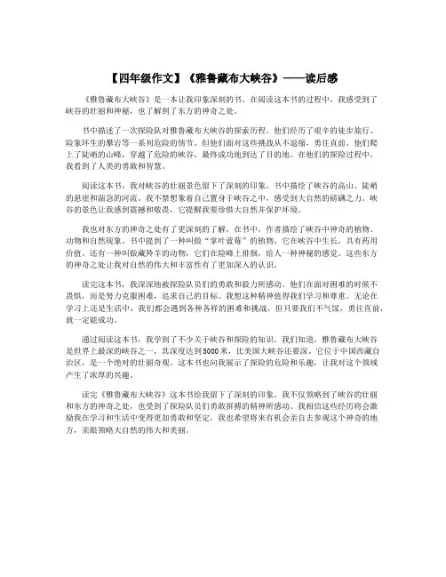 【四年级作文】《雅鲁藏布大峡谷》——读后感