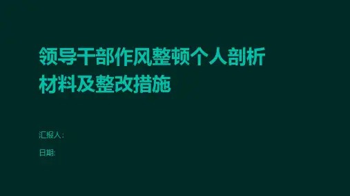 领导干部作风整顿个人剖析材料及整改措施
