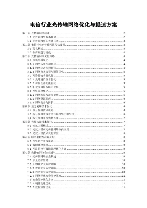 电信行业光传输网络优化与提速方案