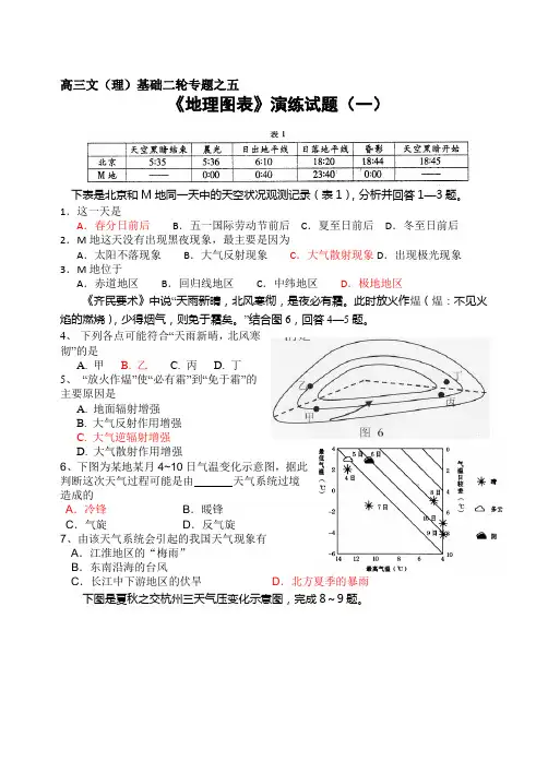 08文理基础地理二轮复习专题五：地理图表(一)