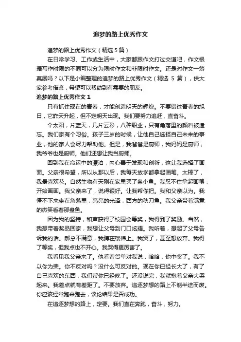 追梦的路上优秀作文