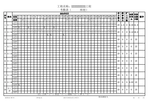 建筑工地考勤表1