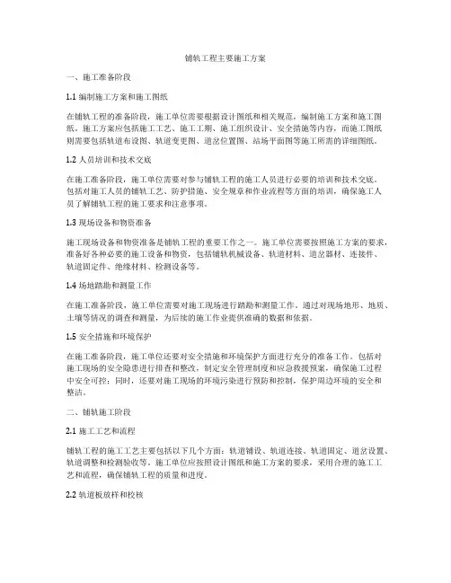 铺轨工程主要施工方案