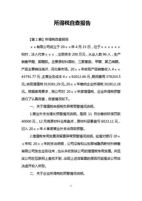 所得税自查报告