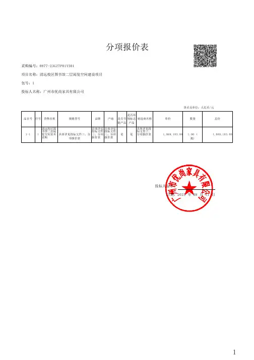 分项报价表