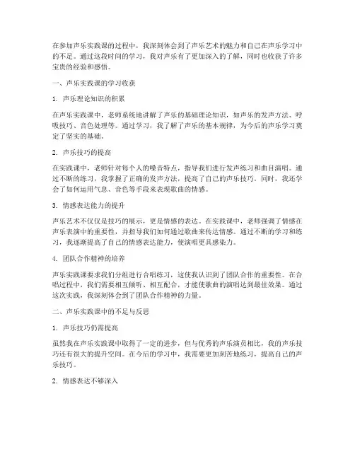 声乐实践课心得体会