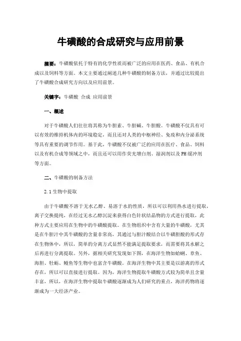 牛磺酸的合成研究与应用前景