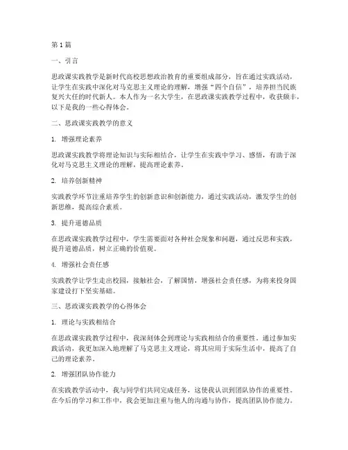 思政课实践教学个人心得(3篇)