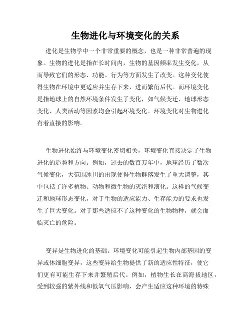 生物进化与环境变化的关系