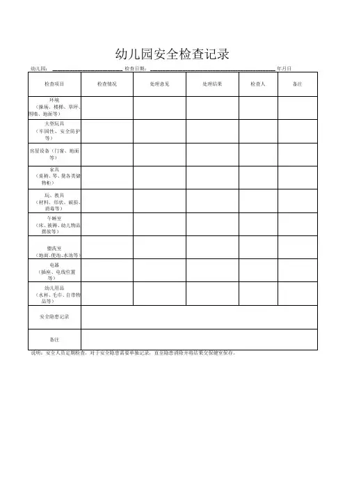 幼儿园安全检查记录