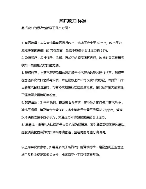 蒸汽吹扫 标准