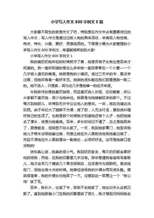 小学写人作文800字例文5篇