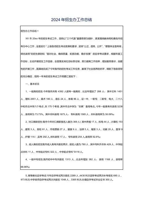 2024年招生办工作总结