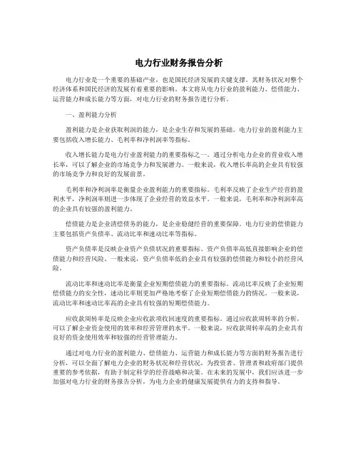 电力行业财务报告分析