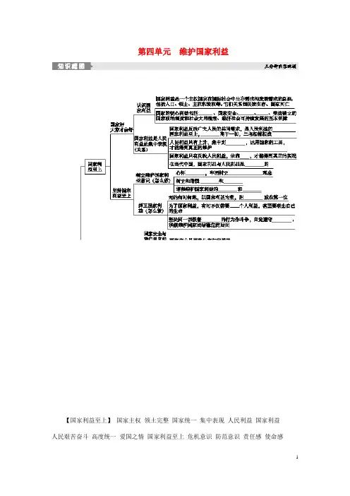 2020年八年级道德与法治上册 第四单元 维护国家利益复习试题 新人教版