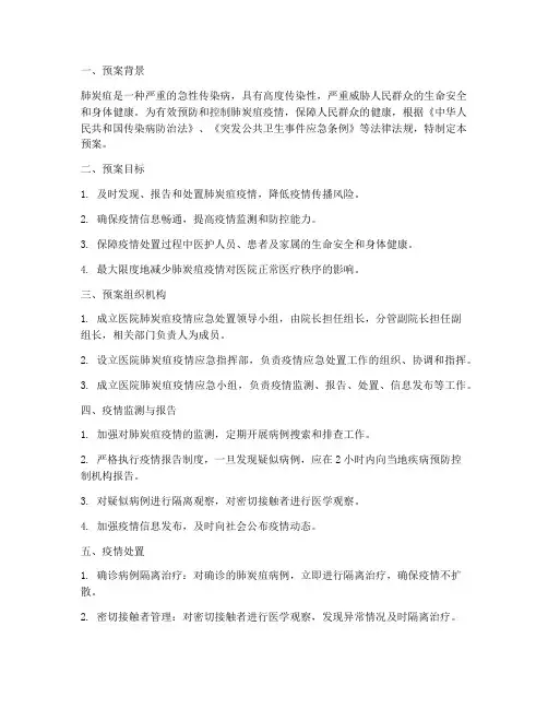 医院肺炭疽应急预案