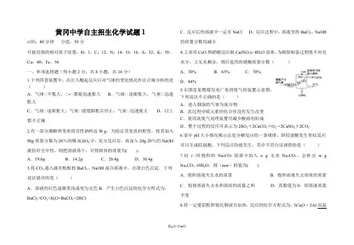湖北黄冈中学自主招生化学试题1(无答案)