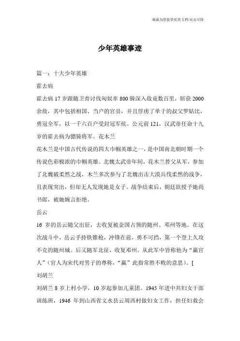 少年英雄事迹