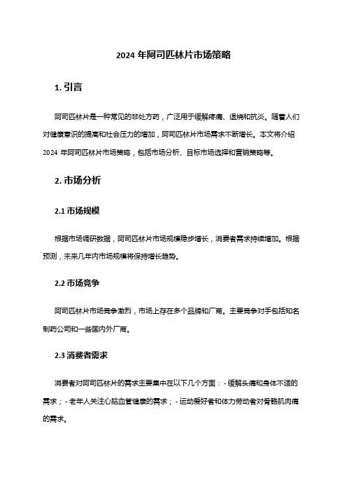 2024年阿司匹林片市场策略
