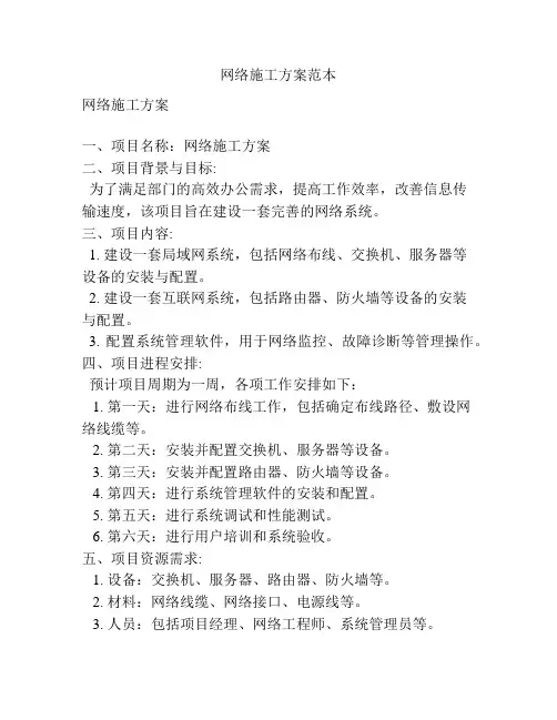 网络施工方案范本