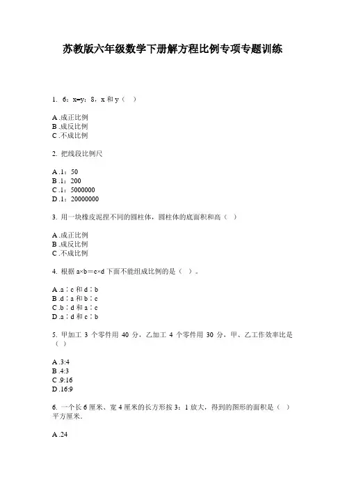 苏教版六年级数学下册解方程比例专项专题训练