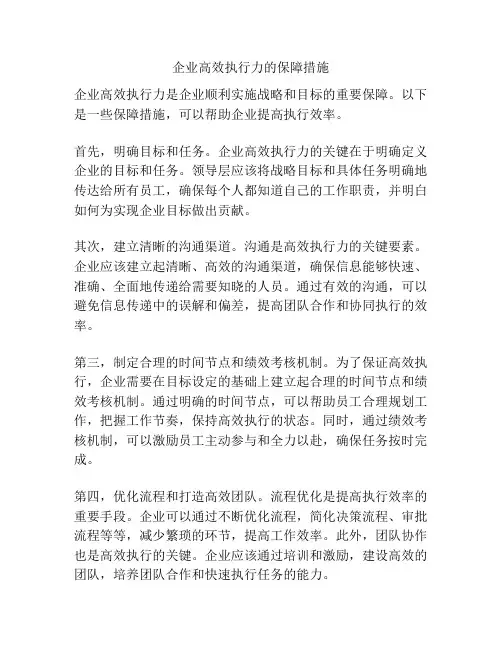 企业高效执行力的保障措施