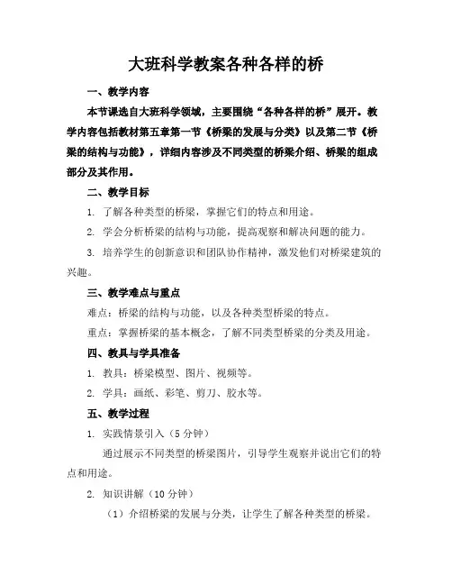 大班科学教案各种各样的桥