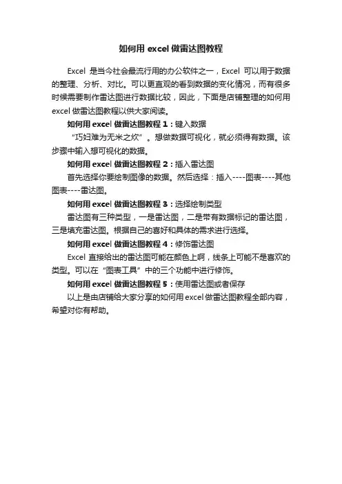 如何用excel做雷达图教程
