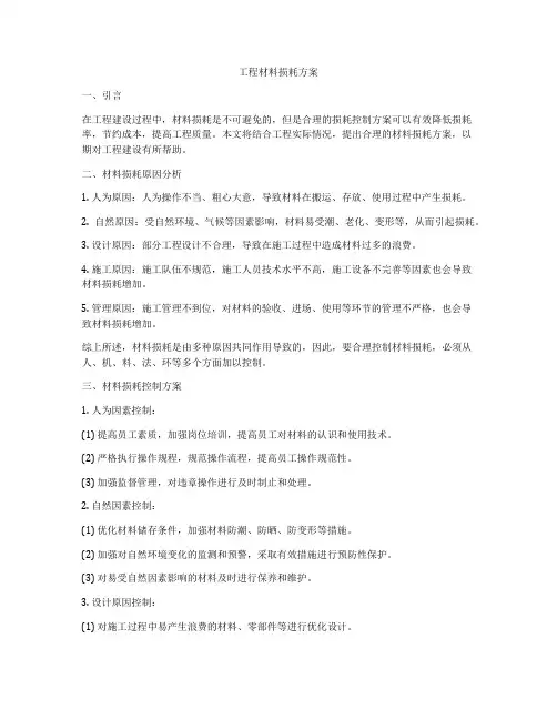 工程材料损耗方案