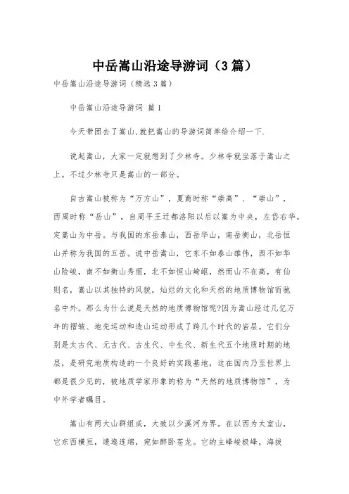 中岳嵩山沿途导游词(3篇)