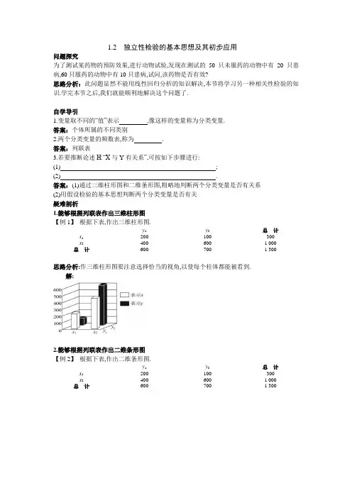 最新人教版高中数学选修1-2《独立性检验的基本思想及其初步应用》知识导引