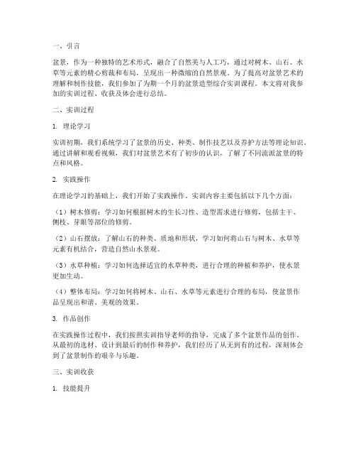 盆景造型综合实训总结报告