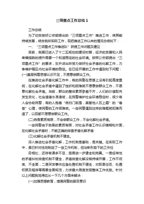 三项重点工作总结1