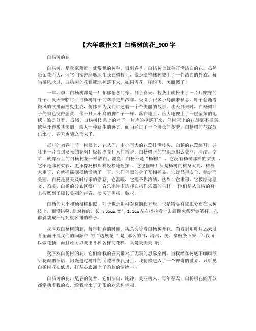 【六年级作文】白杨树的花_900字