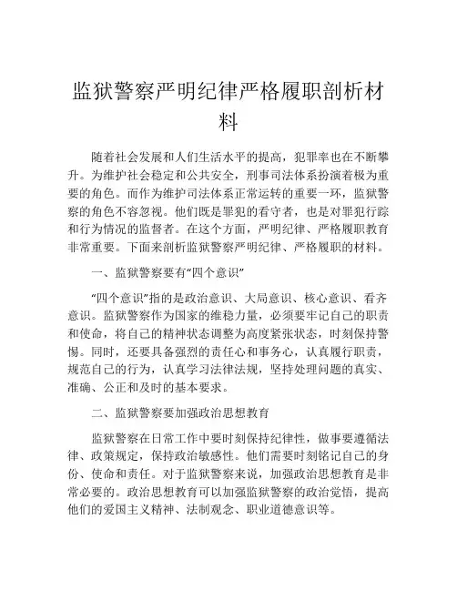 监狱警察严明纪律严格履职剖析材料