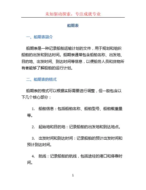 船期表文档