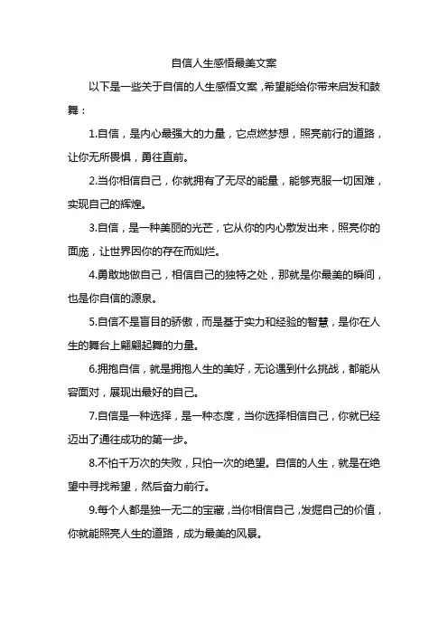 自信人生感悟最美文案