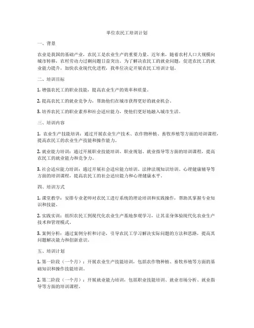 单位农民工培训计划