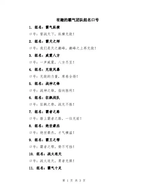 有趣的霸气团队组名口号