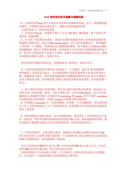 Flash制作夜色雨水滴溅与涟漪动画