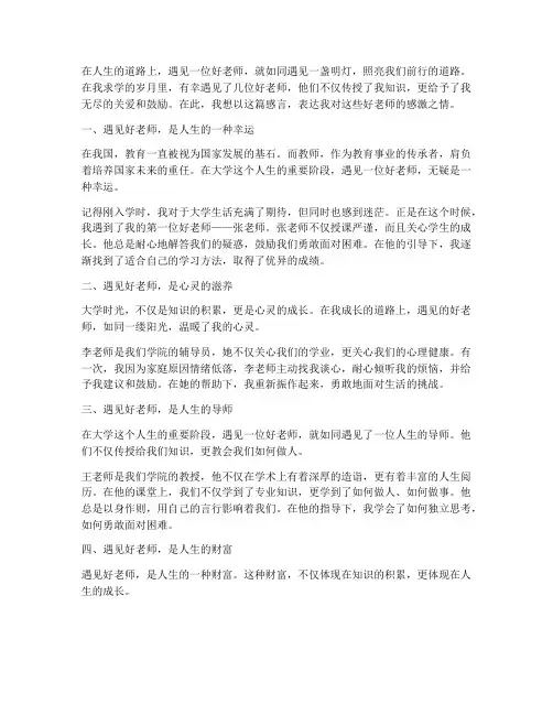 遇见好大学老师的感言