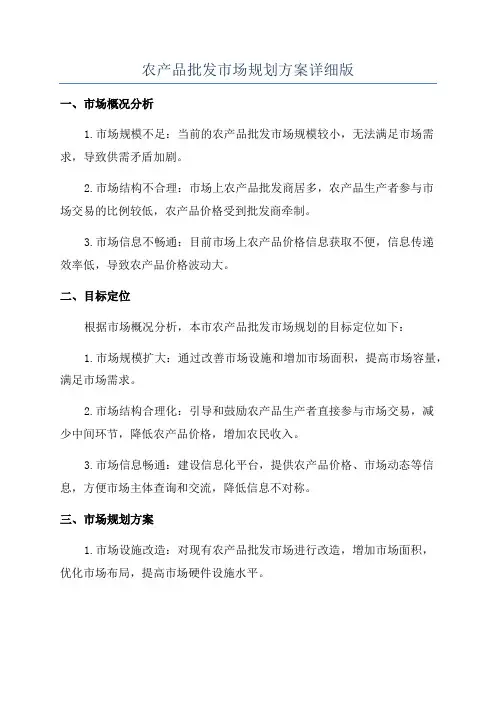 农产品批发市场规划方案详细版