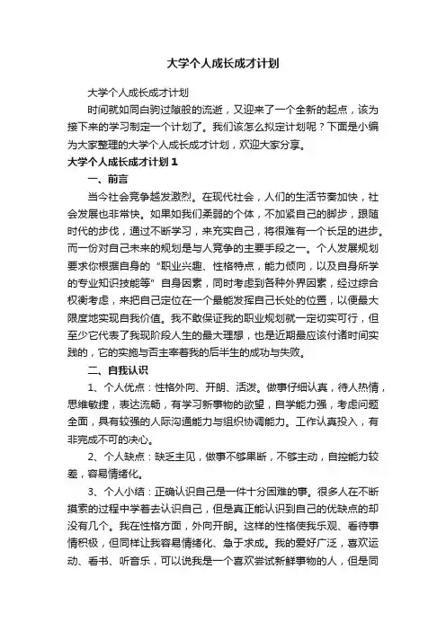 大学个人成长成才计划